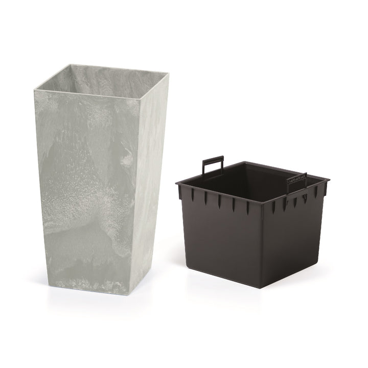 Pot de fleur avec insert Prosperplast Urbi Square Beton DURS265B-422U - couleur et motif imitant le béton