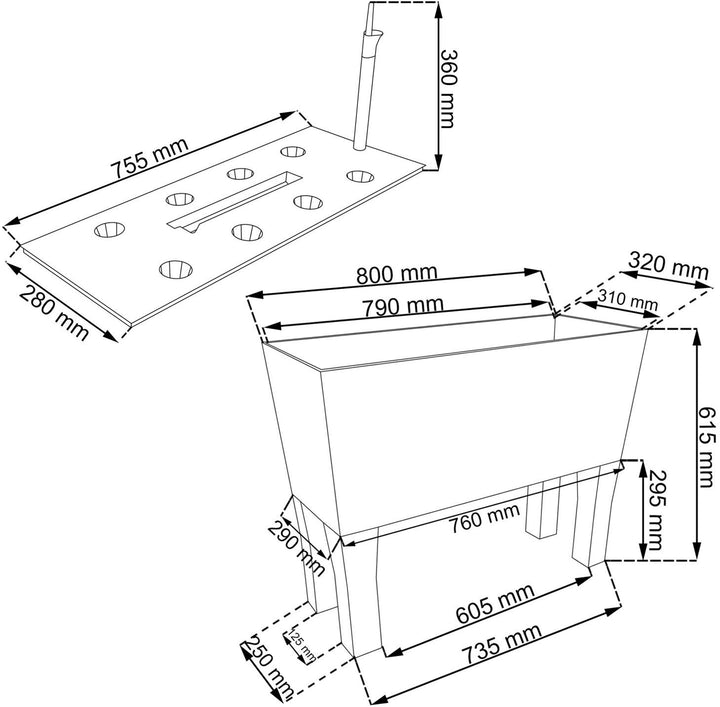 Bac à fleurs + système d'irrigation en rotin Prosperplast Rato Case DRTC800H S433 anthracite