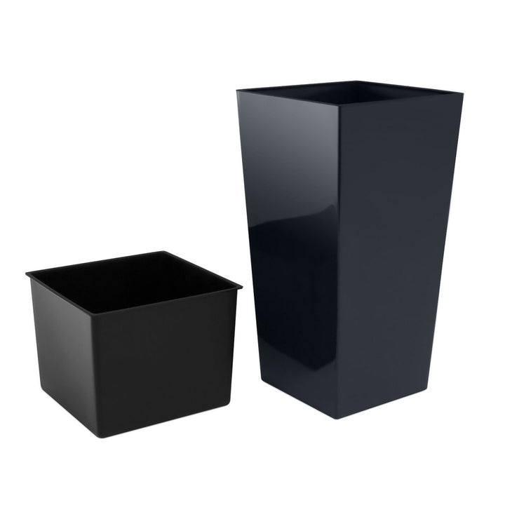 Flower pot with insert Urbi Square DURS400-S433 - anthracite color