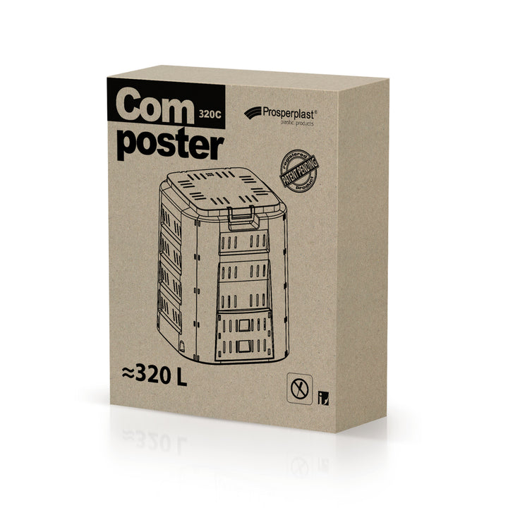 Prosperplast Compogreen Komposter Gartenkomposter mit Abdeckung Schiebeklappe Luftzirkulation (220L)