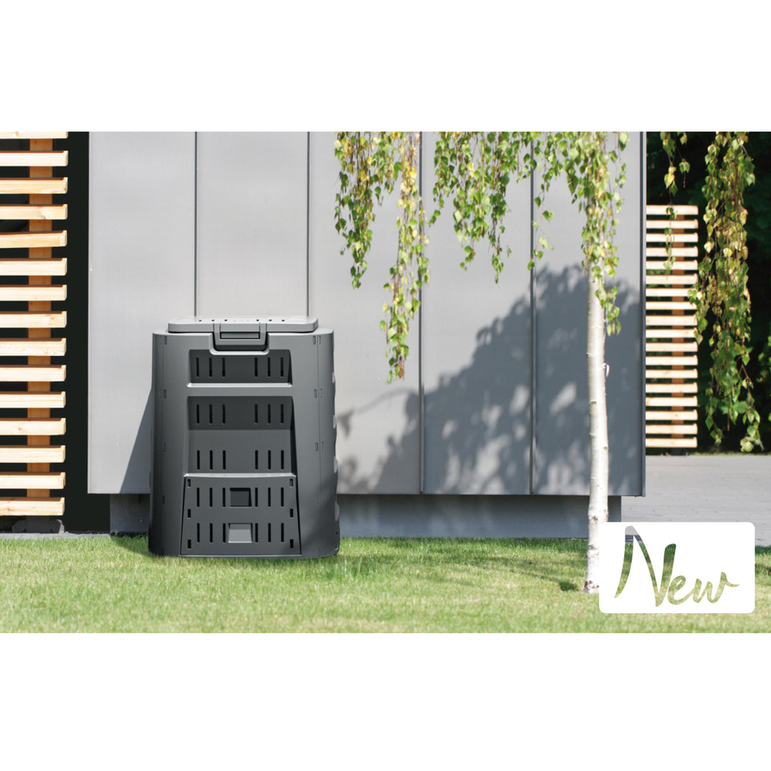 Prosperplast Compogreen Komposter Gartenkomposter mit Abdeckung Schiebeklappe Luftzirkulation (220L)