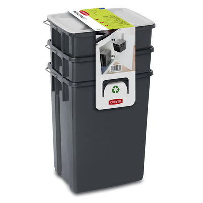 Curver 245948 Waste Bin 3 PCS Sorting Recycling Papierkorb kann 2 x 10L + 6L