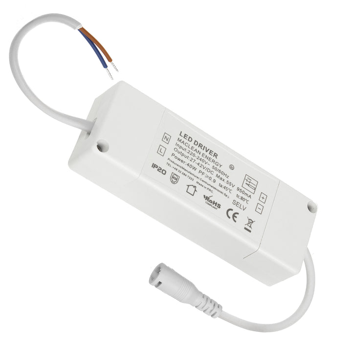 Maclean Energy MCE540 LED plafondpaneel slank 40W, 3200lm Warm Wit (3000K) WW 595x595x8mm raster, FLICKER-FREE functie