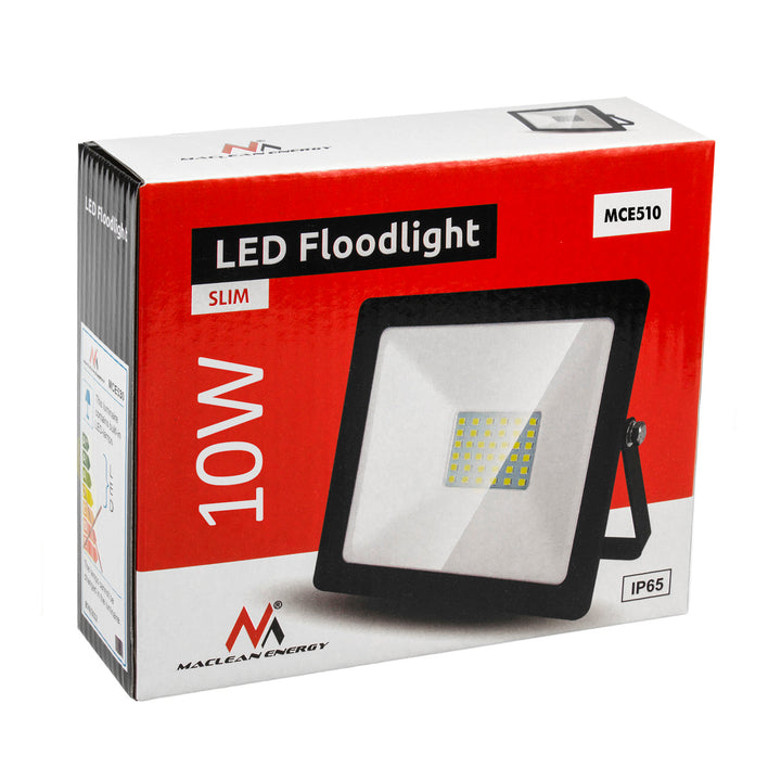 Maclean Energy MCE510 LED slim 10W floodlight, 800lm Warm White (3000K) WW, IP65, PREMIUM