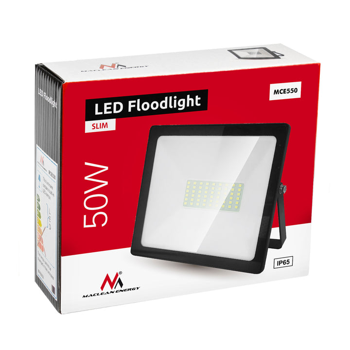 Maclean Energy MCE550 LED slim 50W floodlight, 4000lm Warm White (3000K) WW, IP65, PREMIUM