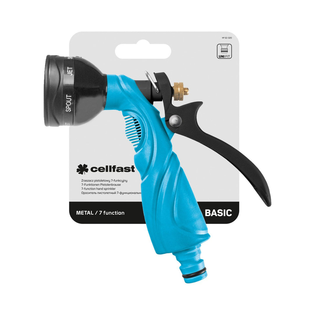 Cellfast Basic 7-function Hand Sprinkler Gun Nozzle with Gradual Regulation of Water Jet in 7 Different Settings