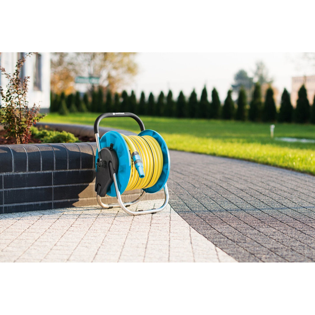 Cellfast Aluplus 55-150 Standing Hose Reel 45m 1/2" 5/8" 3/4" up to 45m Aluminium Lightweight Durable Comfortable Handle