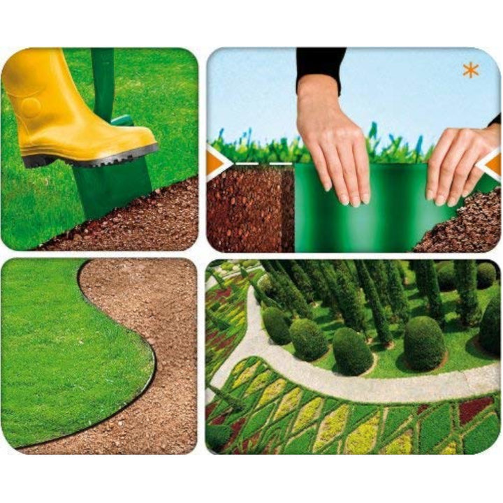 Borde de jardín corrugado de plástico impermeable y flexible 15cm x 9m Cellfast VERDE