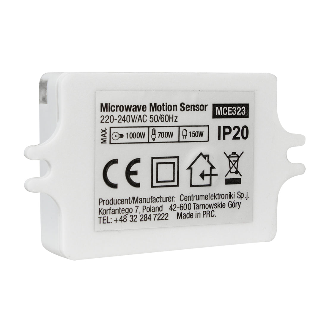 Maclean Energy MCE323 Capteur de mouvement à micro-ondes PIR LED Capteur crépusculaire Intensité lumineuse réglable 10 m