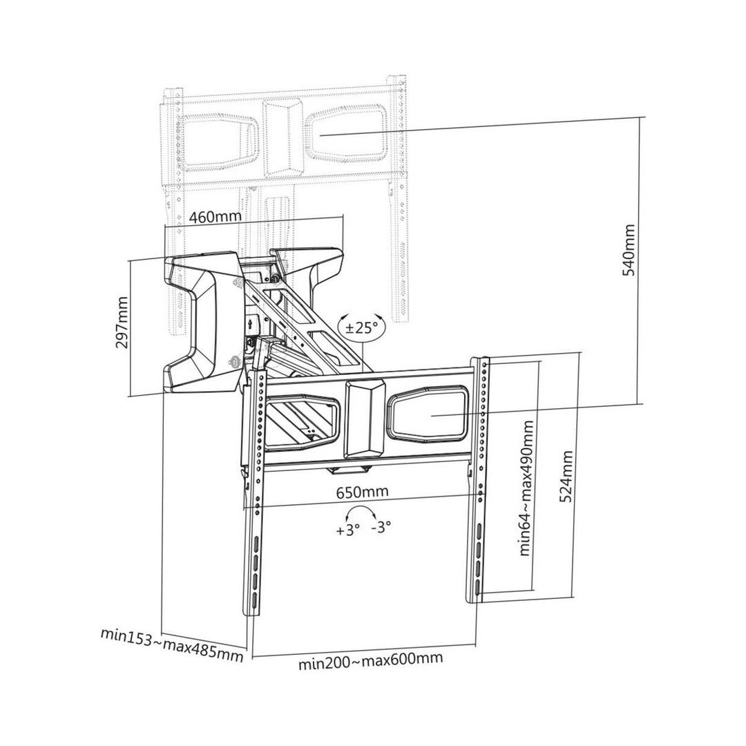 Maclean MC-891 TV Support TV électrique au-dessus de la cheminée Vesa max 600x400 télécommande pour TV 37"-70" 35kg