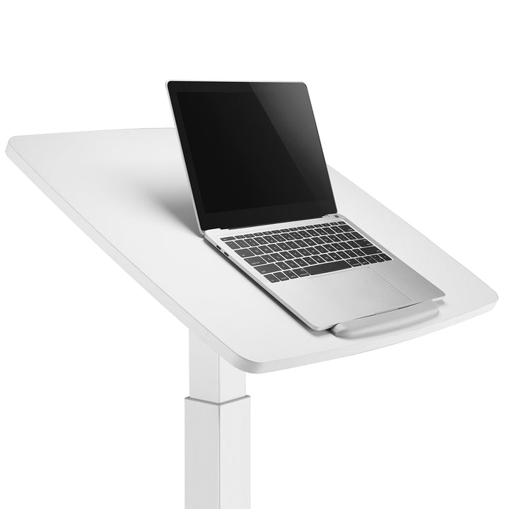 Maclean - Laptoptafel met wielen | Zit-sta bureau in hoogte verstelbaar tot maximaal 113cm 30 graden kantelbaar | Wit