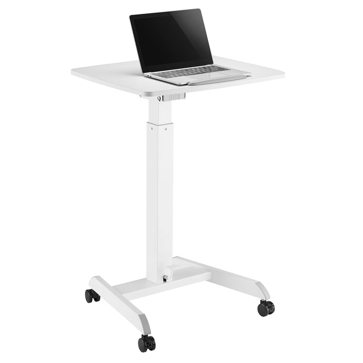 Maclean - Laptoptafel met wielen | Zit-sta bureau in hoogte verstelbaar tot maximaal 113cm 30 graden kantelbaar | Wit