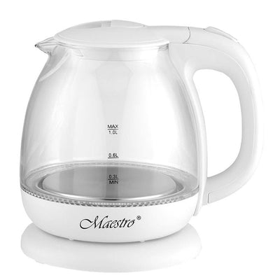Maestro MR055 Electric Kettle Heat Glass Ilumined overheat Protection Compact 1L 1100W