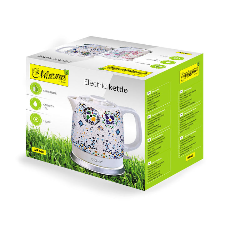 Maestro MR068 Ceramic Electric Kettle 1.5L Dekorative Oriental Mosaik Muster Auto Switch Off OverHeizung Protection