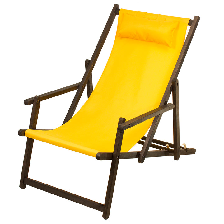 GreenBlue GB283Go Premium Deck Chair with Pillow and Armrests Sun Lounger Foldable Perfect for Garden, Beach