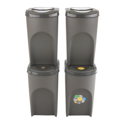 Prosperplast Sortibox 4x 35L Set di contenitori per la raccolta differenziata - Grigio