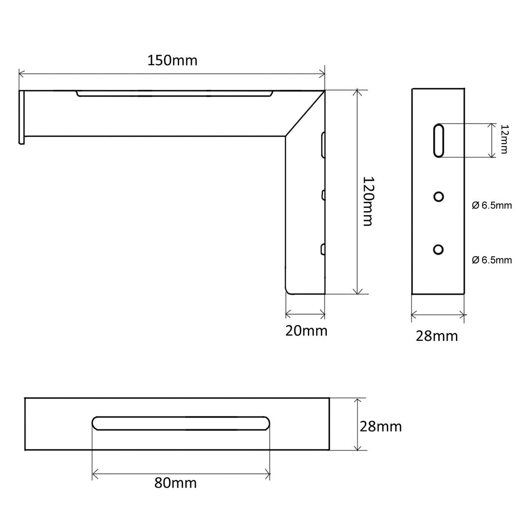 Maclean MC-923 Set van 2 ophangbeugels voor projectieschermen, max. belasting 25KG (voor set), staal