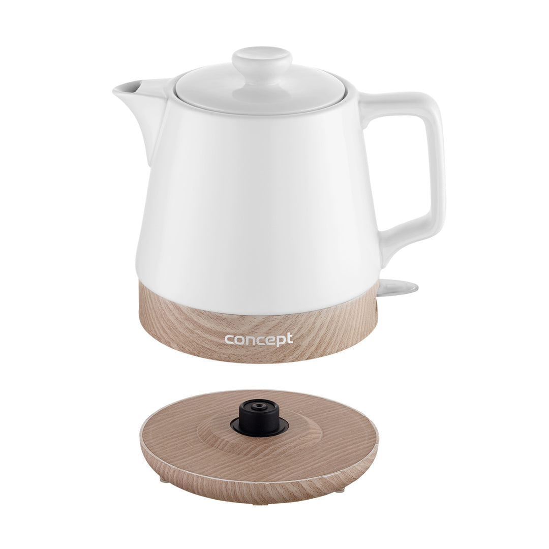 Concept RK0060 Ceramic Electric Kettle Wooden Design Light Indicator Swivel Base 1L 1200 W