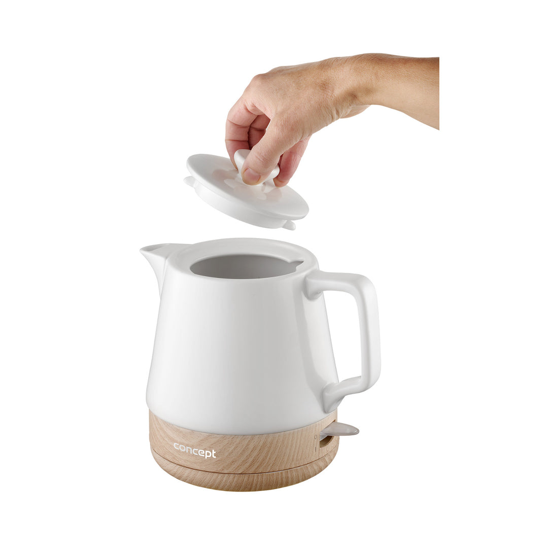 Konzept RK0060 Ceramic Electric Kettle Holz Design Licht-Anzeige Schwenksockel 1L 1200 W