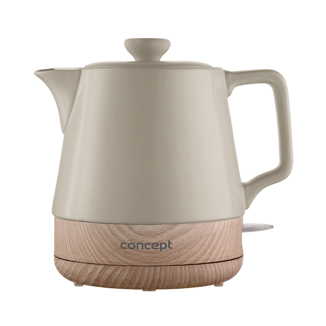 Concept RK0061 Ceramic Kettle Electric Wooden Design Swivel Base Modern Durable 1,0 L 1200 W