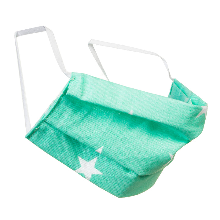 Reusable protective mask on a cotton elastic - aquamarine color with stars