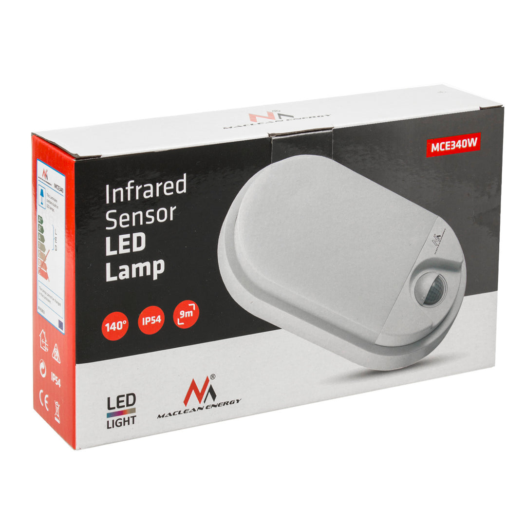 Lámpara LED con sensor de movimiento por infrarrojos MCE340 GR 1100lm 15W IP54 Maclean Energy gris, blanco natural (4000K)