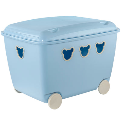 Container voor speelgoed op wielen 55L BranQ Teddy - kleur blauw