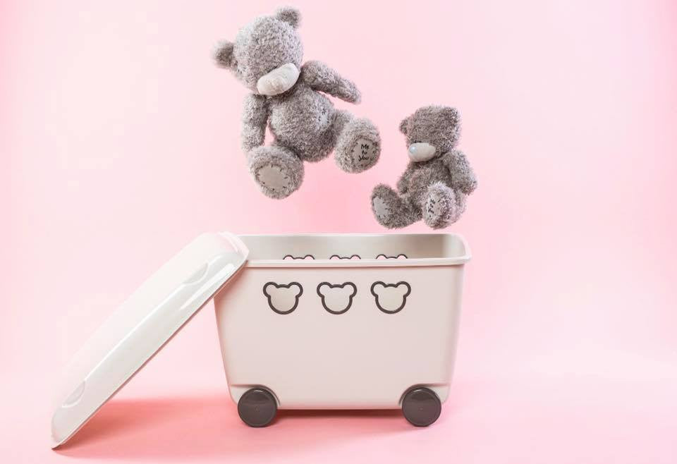 Grandes cajas de almacenamiento Juguetes Ruedas 55L Osito de oso de Teddy Sala de niños