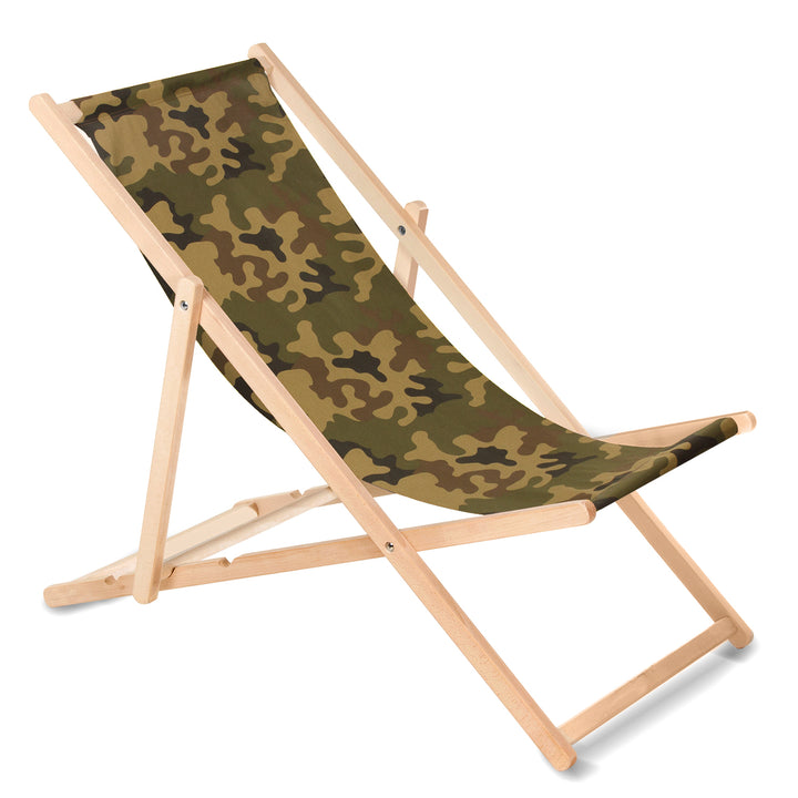 Chaise longue de jardin en hêtre GreenBlue GB183 camouflage vert