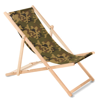 GreenBlue GB183 camo green deckchair-clásica beech chair