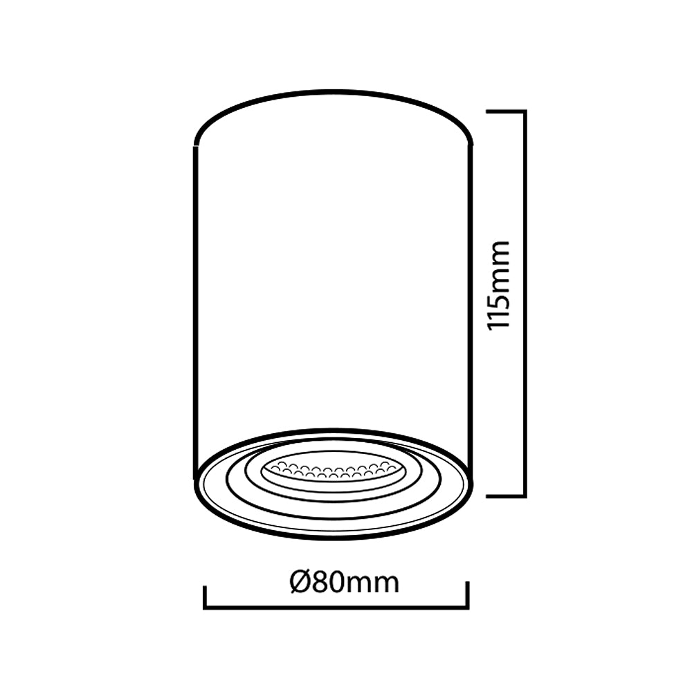 GU10 MCE422 W halogen spot mounted luminaire, 80x115mm, aluminum