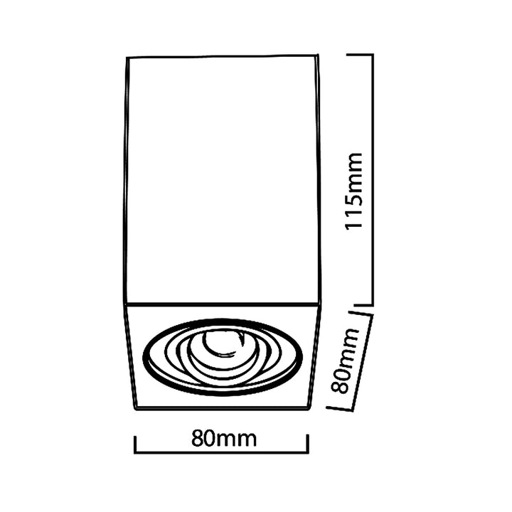 GU10 MCE426 Halogen-Oberfläche, Leuchtenleuchte, 80x80x115mm, quadratisch, Aluminium