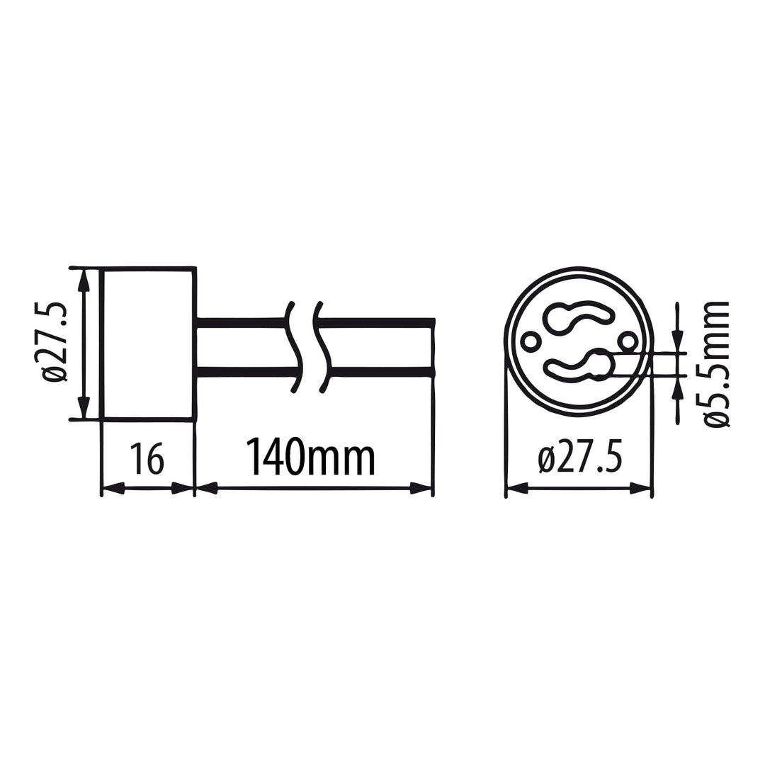 Maclean MCE428 connexion douille céramique GU10, 250V, courant nominal 2A, longueur de câble 14cm