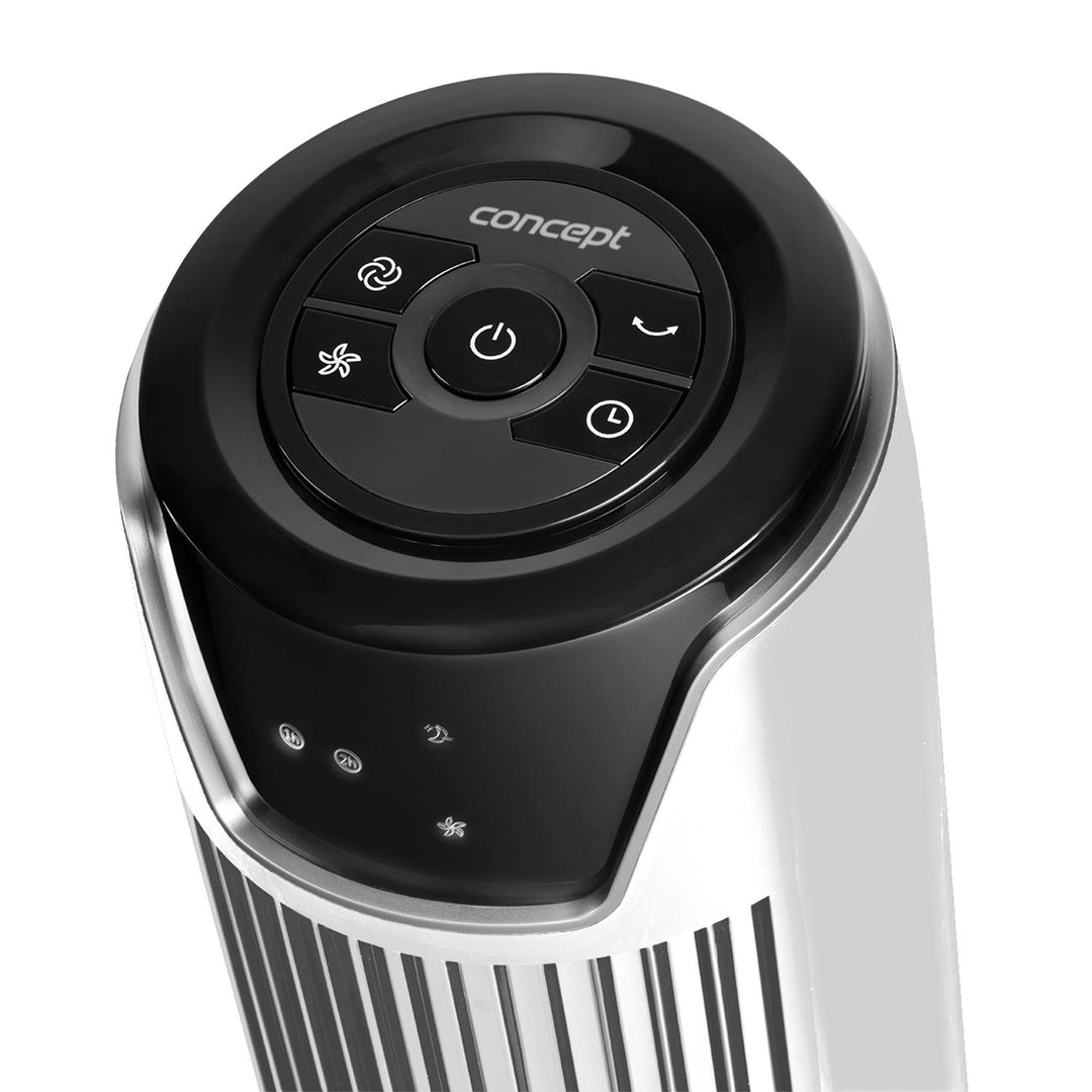 Oscillating pedestal column fan with a remote control and 3 speeds