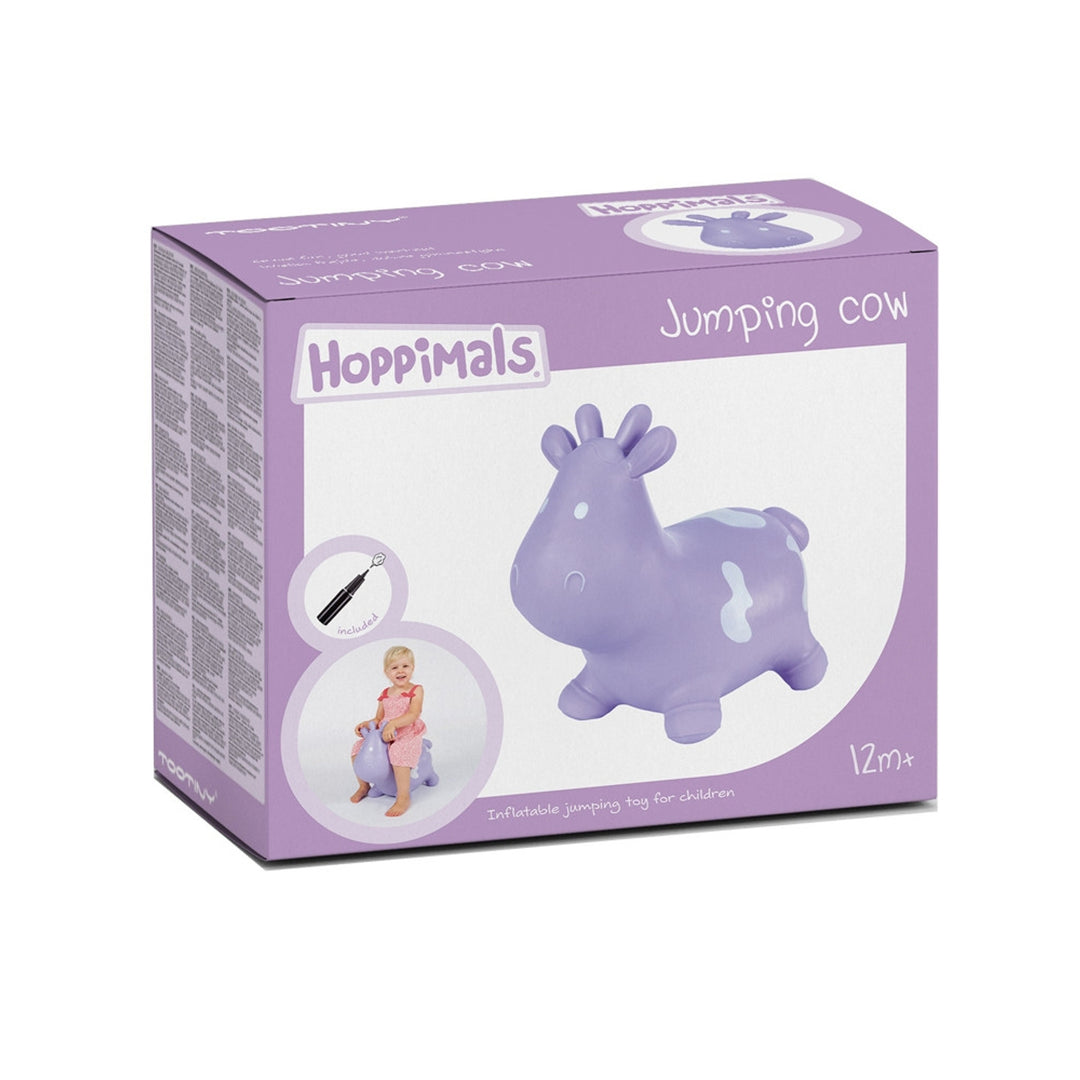 Hoppimals Rubberen Springdier Paars Koetje + pomp - een enorm en uniek springplezier