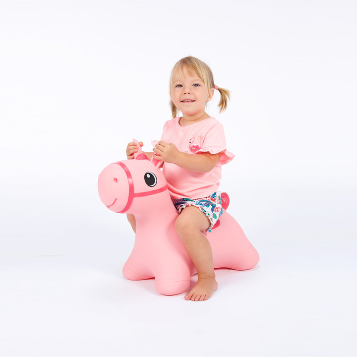 Juguete hinchable para saltar y jugar para niños mayores de 1 año, caballo cosado, bomba de aire incluida