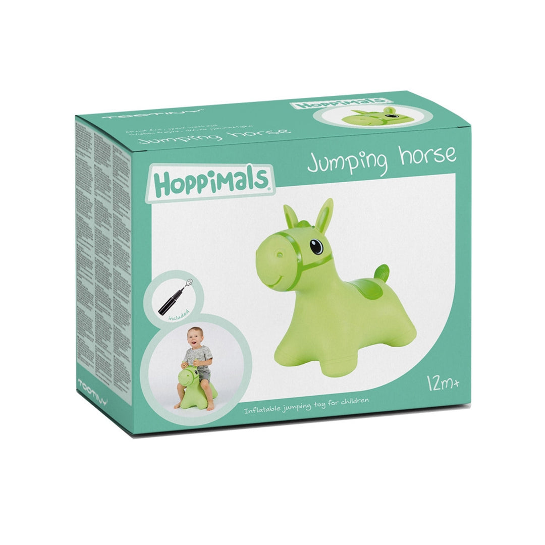 Hoppimals rubber jumper, a green horse - a huge and unique fun from jumping