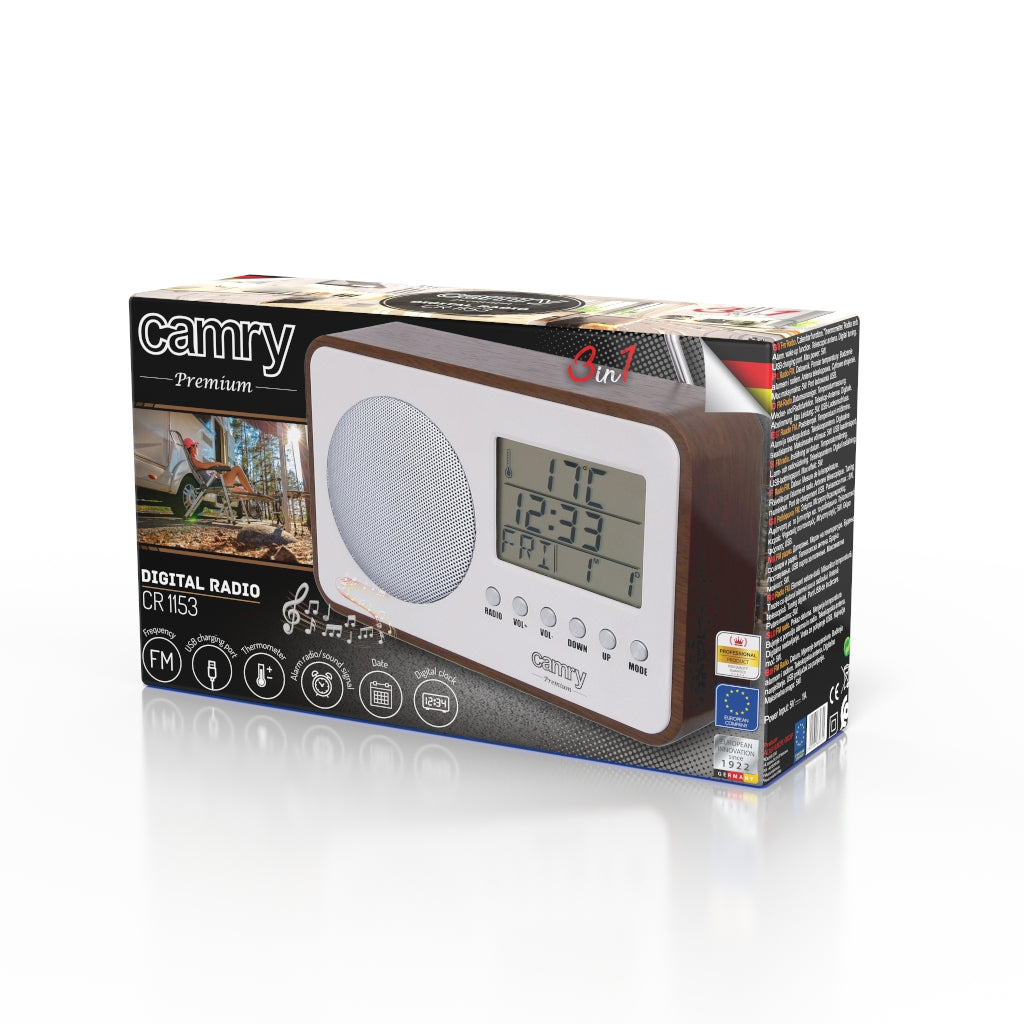 Camry CR 1153 LCD-Digitalradio, Drehbare Teleskopantenne, Kalender, Termometer, Wecker