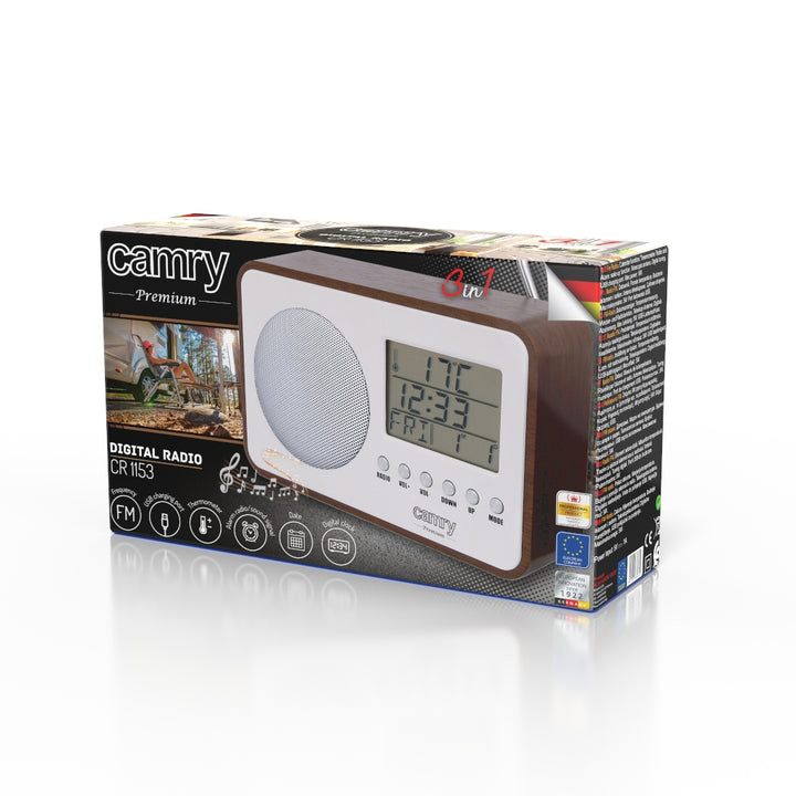 Camry CR 1153 Digital FM Kitchen Radio Player - Retro Look LCD Display Alarm Clock USB / AA Battery Operation