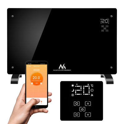 Maclean MCE502 Elektrischer Glaskonvektor 2000 W Wandheizung mit WiFi-Steuerung Smart-Life-App