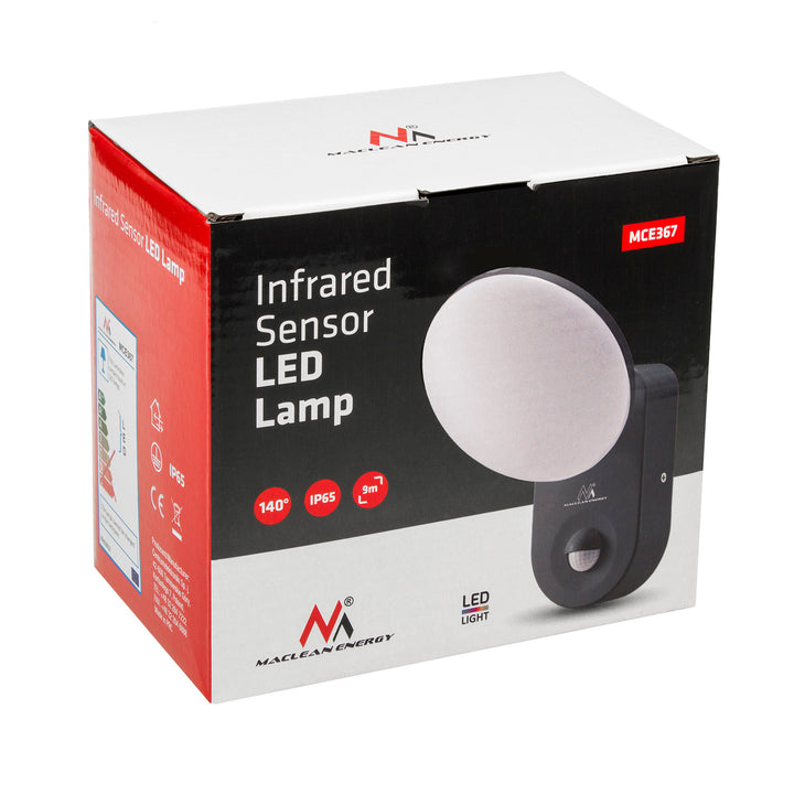 Aplique LED con sensor de movimiento PIR, sensor crepuscular, aplique para exterior, aplique para pared Iluminación interior / exterior IP65 4000K blanco neutro 15W, 1100lm Maclean MCE367