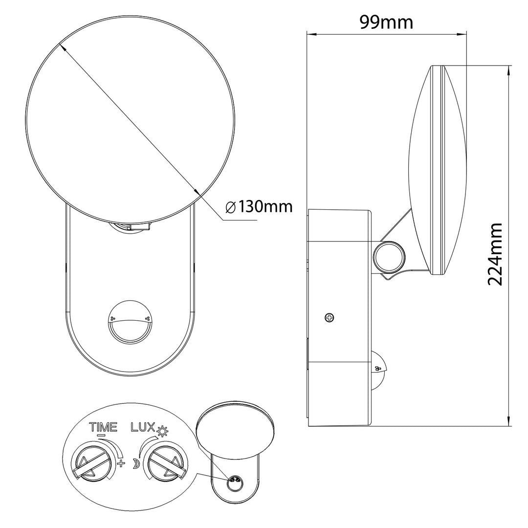 Maclean Energy MCE367 LED wall lamp with PIR sensor - PC + ALU, 15W (1100lm) Neutral White 4000K IP65 gray