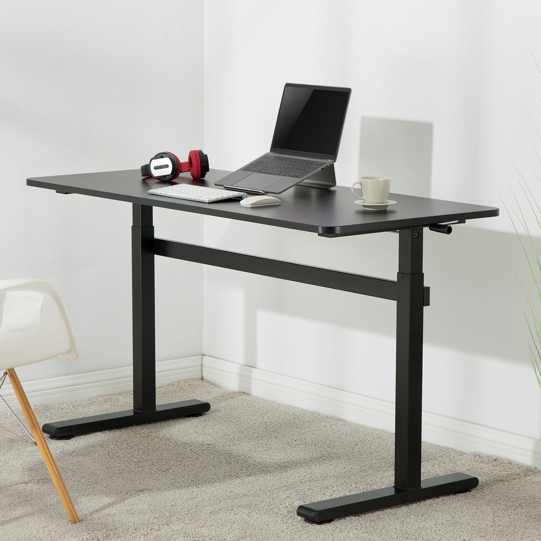 Ergo Office ER-401 Sit-stand desk 140x60cm Manual Height Adjustable Office Desk max 117cm Ergonomic Table Loadable up to 40kg Black