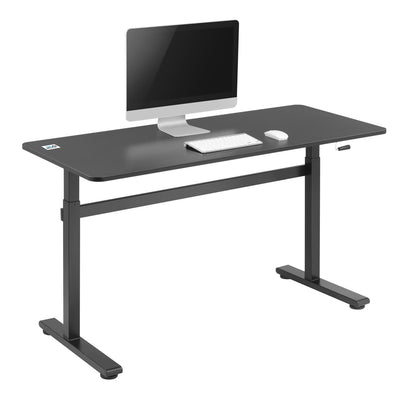 Ergo Office ER-401 Sitz-Steh-Schreibtisch 140 x 60 cm, manuell höhenverstellbarer Büroschreibtisch, max. 117 cm, ergonomischer Tisch, belastbar bis 40 kg, Schwarz