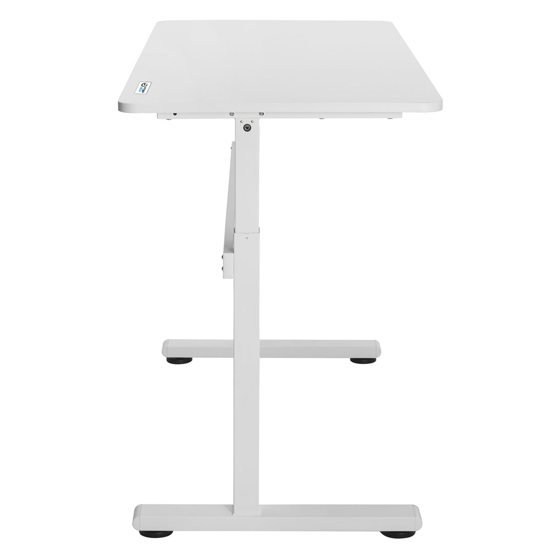 Sitz-Steh-Schreibtisch 140x60cm  Manuell Höhenverstellbarer Bürotisch max. 117cm   Ergonomischer Tisch Belastbar bis 40kg Weiß