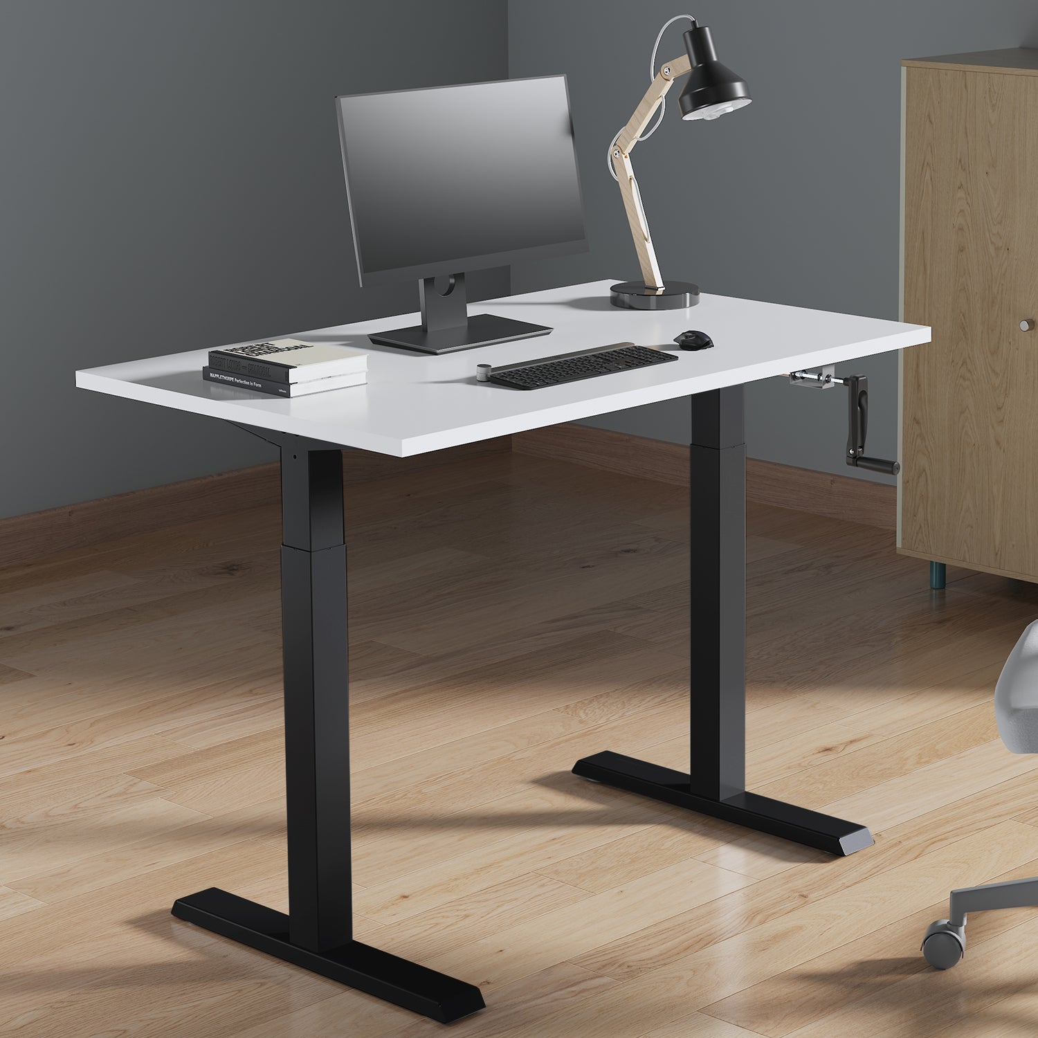 Sitz-Steh-Schreibtisch Tischgestell Manuell Höhenverstellbarer