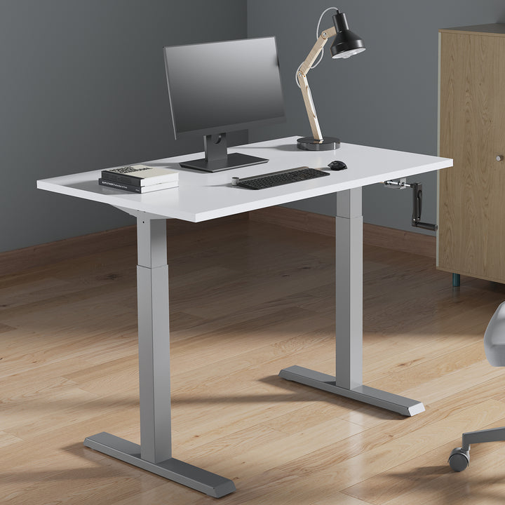 Ergo Office ER-402G Manual Height Adjustment Desk Table Frame Without Top for Standing and Sitting Work Grey