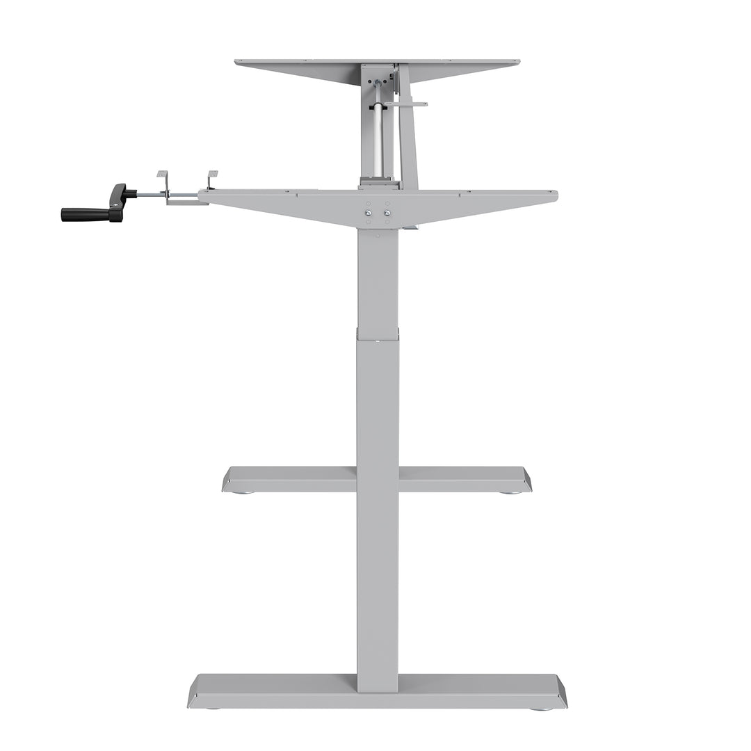 Sitz-Steh-Schreibtisch Tischgestell Manuell Höhenverstellbarer Bürotisch max. 123cm Ergonomischer Tisch Belastbar bis 70kg (Grau)