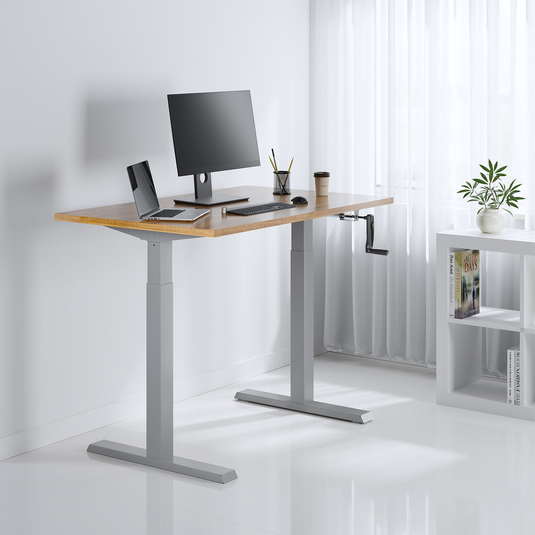 Ergo Office ER-402G Manual Height Adjustment Desk Table Frame Without Top for Standing and Sitting Work Grey