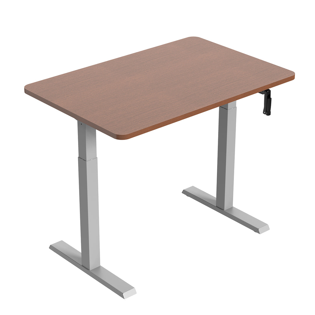 Sitz-Steh-Schreibtisch Tischgestell Manuell Höhenverstellbarer Bürotisch max. 123cm Ergonomischer Tisch Belastbar bis 70kg (Grau)